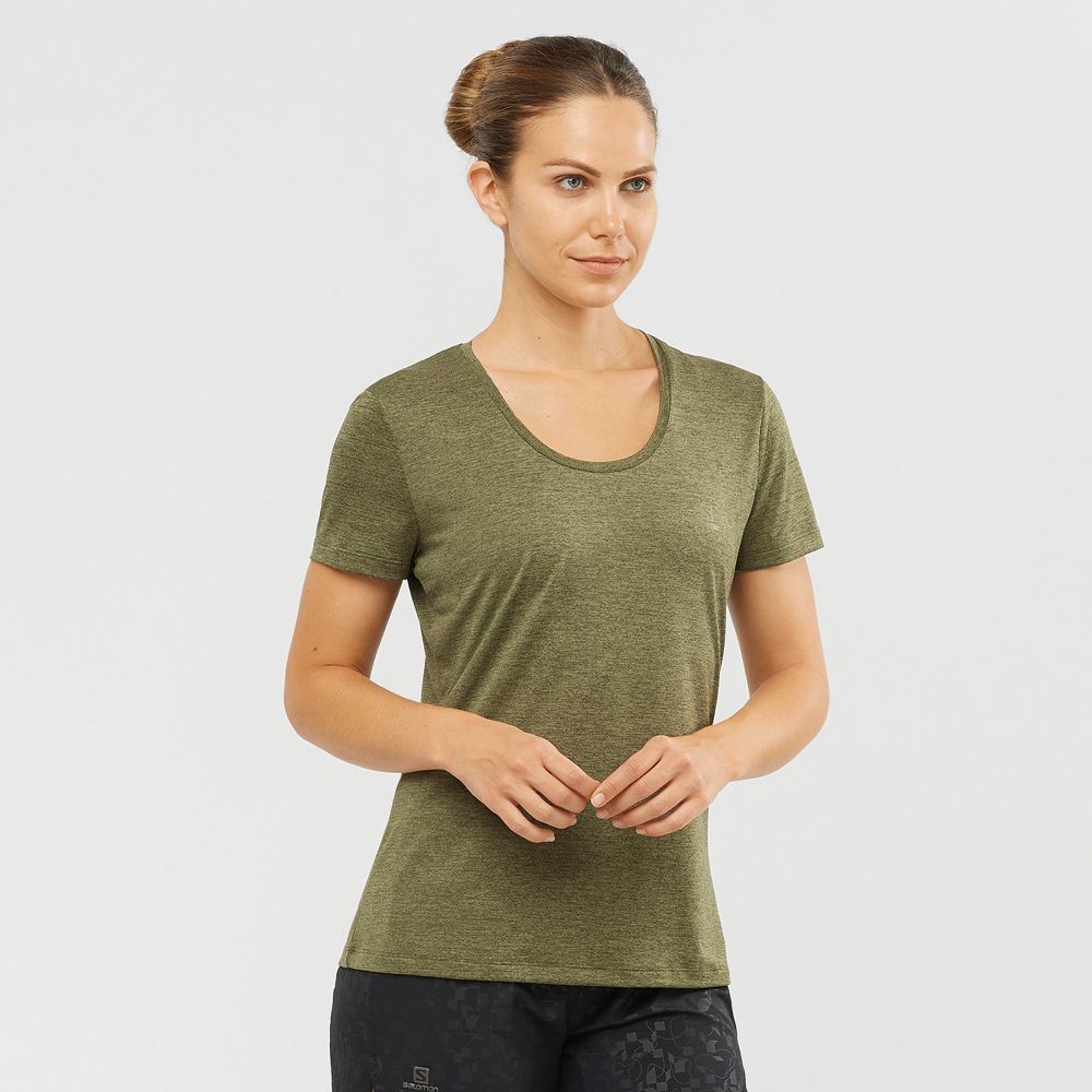 Salomon AGILE Camisetas Mujer - Verde Oliva - Colombia (09785-TZGP)